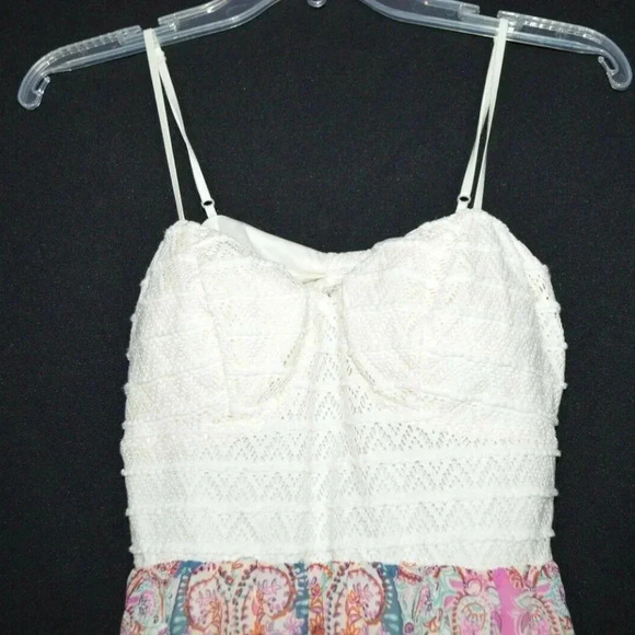 Trixxi Beige Lace Pink Floral Maxi Summer Dress - Picture 2 of 8